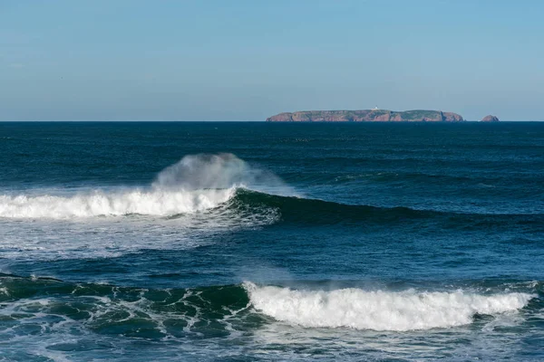 Atlantic Ocean Foamy Waves Peniche Portugal — Stock Photo, Image