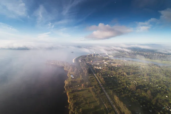 Floden Daugava Och Vattenkraftverk Aizkraukle Lettland — Stockfoto
