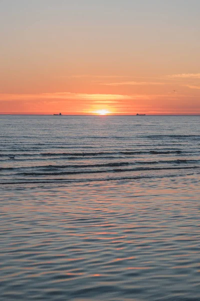 Vista Panorámica Puesta Sol Mar Báltico Costa Letonia —  Fotos de Stock