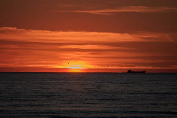 Γραφική Θέα Του Ηλιοβασιλέματος Στη Βαλτική Θάλασσα Στην Ακτή Της — Φωτογραφία Αρχείου