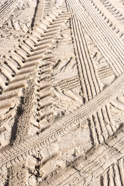 Крупный План Штампов Шин Песке Абстрактный Фон — стоковое фото