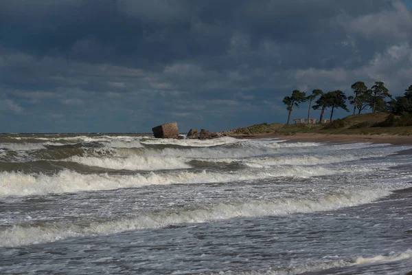 Mer Baltique Orageuse Près Liepaja Lettonie — Photo