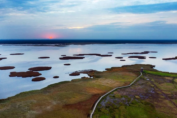 Берег Лиепайского Озера Восходе Солнца Латвия — стоковое фото