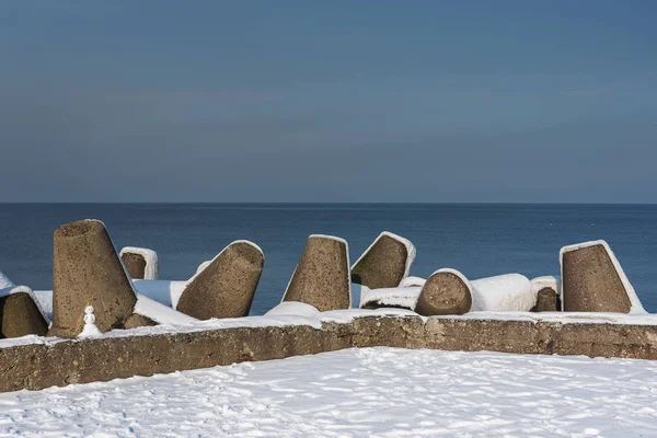 Puerto Liepaja Topo Norte Invierno Letonia —  Fotos de Stock