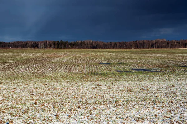 Little Snow Agricultural Field — Stock Photo, Image