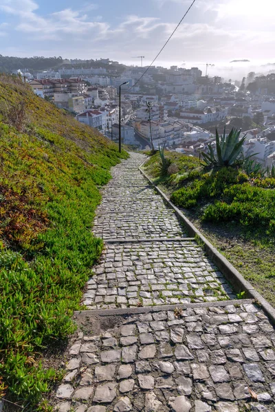 Escadas Para Centro Cidade Nazare Portugal — Fotografia de Stock