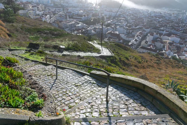 Escaliers Vers Centre Ville Nazare Portugal — Photo