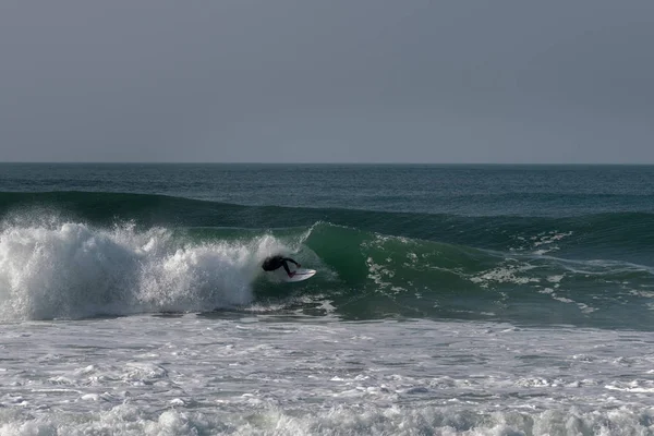 Surfer Atlantic Ocean Wave Nazare Portugal — Stock Photo, Image