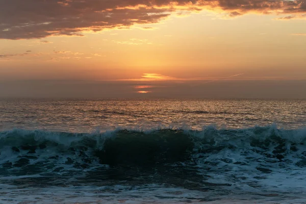 Zonsondergang Tijd Atlantische Oceaan Nazare Portugal — Stockfoto