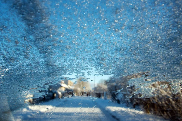 Schnee Fenster Winterlichen Morgen — Stockfoto