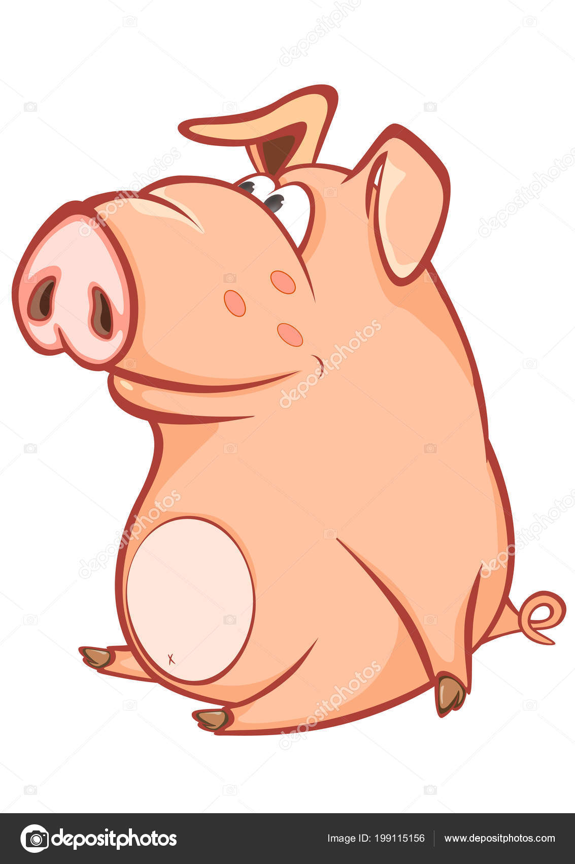 Cartoon Pig Big Nose Looking White Background Stock Vector Image by  ©liusaart #199115156
