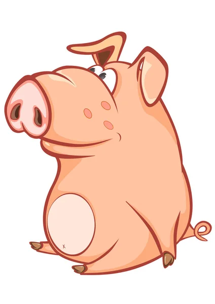 Cartoon Cochon Avec Gros Nez Regardant Vers Haut Sur Fond — Image vectorielle