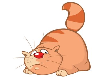 Vektör çizim şirin bir kedi. Çizgi film karakteri