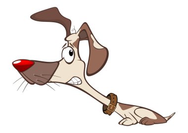 Vektör çizim bir sevimli av köpeği. Çizgi film karakteri