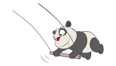 Sevimli Panda çizimi salıncakta çalış. Çizgi film karakteri 