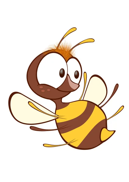 Illusztráció Egy Aranyos Sárga Méh Rajzfilmfigura — Stock Vector