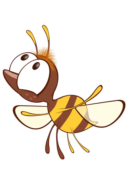 Illustration Einer Niedlichen Gelben Biene Zeichentrickfigur — Stockvektor