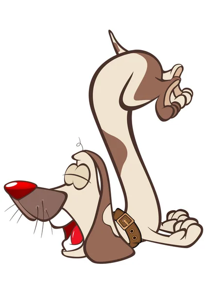 Ilustración Vectorial Lindo Perro Caza Personaje Dibujos Animados — Vector de stock