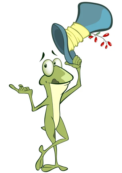 Sevimli Yeşil Kurbağa Illustration Çizgi Film Karakteri — Stok Vektör