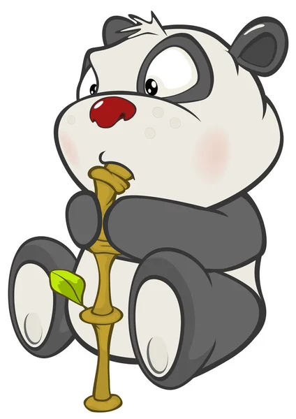 Sevimli Panda Bambu Sopayla Illustration Çizgi Film Karakteri — Stok Vektör