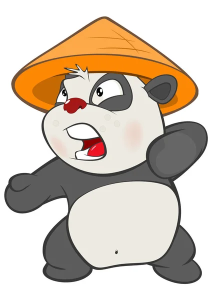 Illustratie Van Een Schattige Panda Stripfiguur — Stockvector