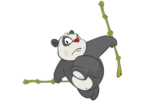 Illustratie Van Een Schattige Panda Met Bamboestokken Stripfiguur — Stockvector