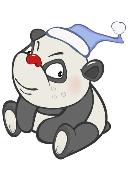 Illustrazione Simpatico Panda Cappello Natale Personaggio Cartone Animato — Vettoriale Stock