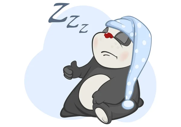 Εικόνα Της Ένα Χαριτωμένο Panda Ύπνο Χαρακτήρα Κινουμένων Σχεδίων — Διανυσματικό Αρχείο