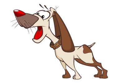 Vektör çizim bir sevimli av köpeği. Çizgi film karakteri