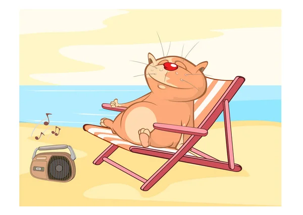 Εικονογράφηση Μια Χαριτωμένη Γάτα Γάτα Στις Διακοπές Χαρακτήρα Κινουμένων Σχεδίων — Διανυσματικό Αρχείο
