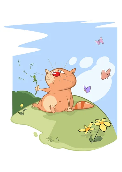 Illustration Cute Cat Cartoon Character — Stock Vector