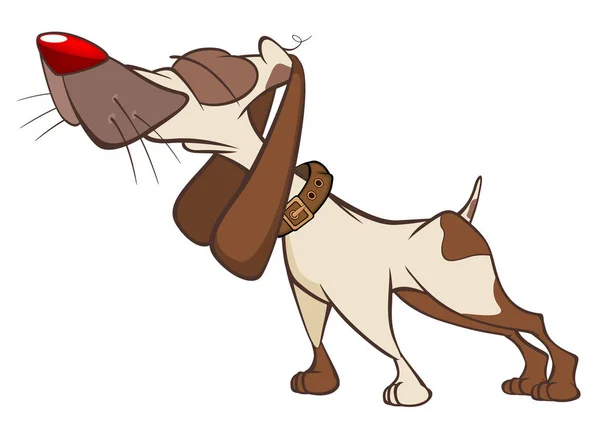 Illustration Eines Niedlichen Jagdhundes Zeichentrickfigur — Stockvektor