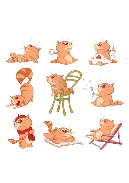 Set Cartoon Illustration Cute Cats You Design — Stock Vector