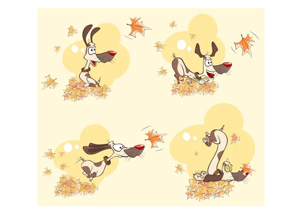 ベクトル漫画イラストのセットです あなたのデザインのためのかわいい犬 コミック ストライプ — ストックベクタ