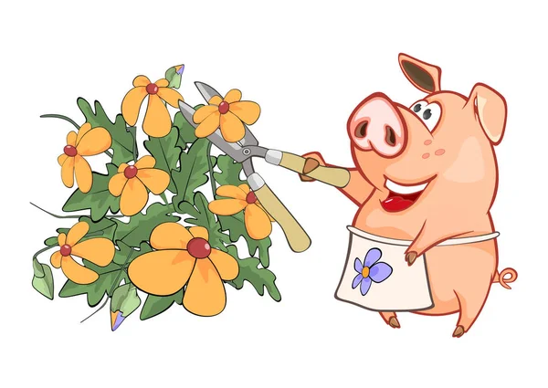 Ilustração Porco Bonito Personagem Dos Desenhos Animados —  Vetores de Stock