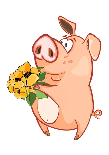Ilustração Porco Bonito Personagem Dos Desenhos Animados —  Vetores de Stock