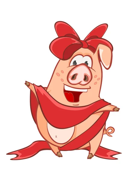 かわいい豚のイラスト 漫画のキャラクター — ストックベクタ