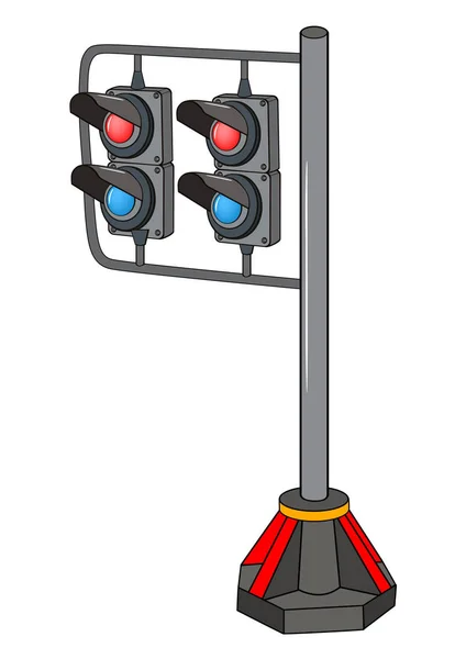 Vektor Illustration Railway Traffic Light Semafor Cartoon — Stock vektor