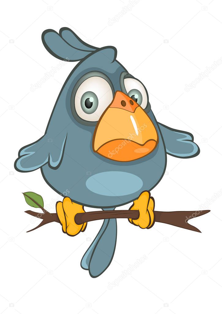 Illustration of a Cute Blue Bird Cartoon Character