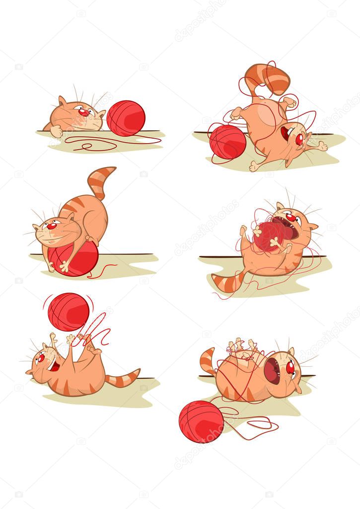 Illustration of a Cute Cat. Cartoon Character