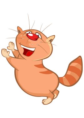 Beyaz arka plan üzerinde ceket ile karikatür kedi
