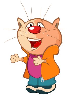 Beyaz arka plan üzerinde ceket ile karikatür kedi
