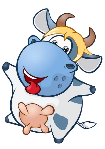 动画片蓝色母牛在白色背景 — 图库矢量图片