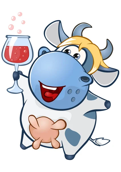 Cartoon Vaca Azul Fundo Branco — Vetor de Stock