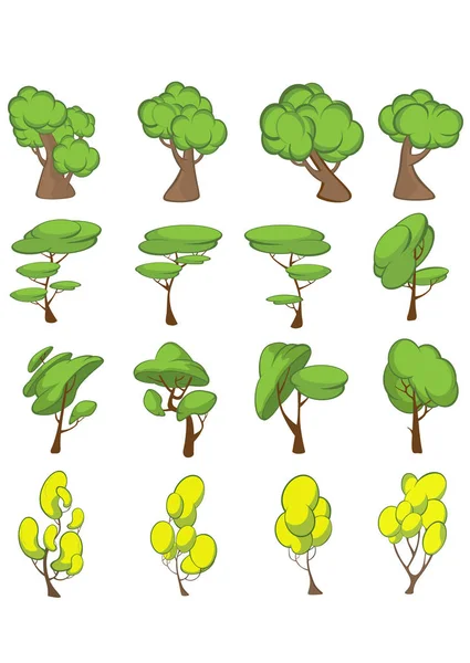 Vector Set Van Bos Planten Witte Achtergrond — Stockvector