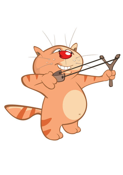 Векторная иллюстрация милой кошки. Персонаж мультфильма
