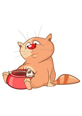 Beyaz arka plan üzerinde izole şirin kedi çizgi film karakteri