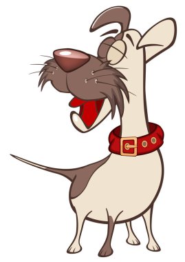 Beyaz arka plan üzerinde izole sevimli köpek çizgi film karakteri