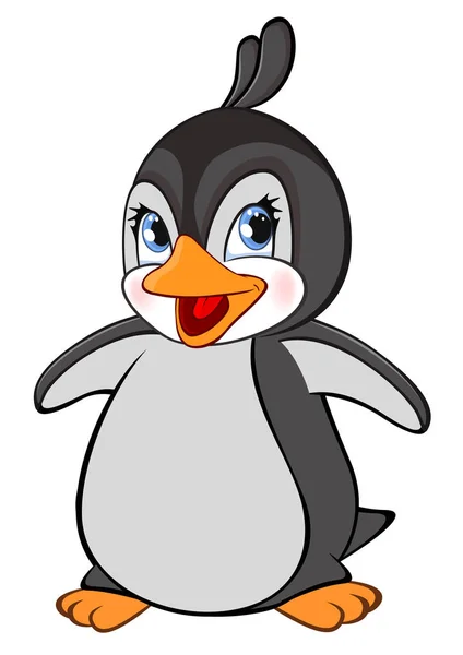 Bonito Pinguim Personagem Cartoon Isolado Fundo Branco — Vetor de Stock