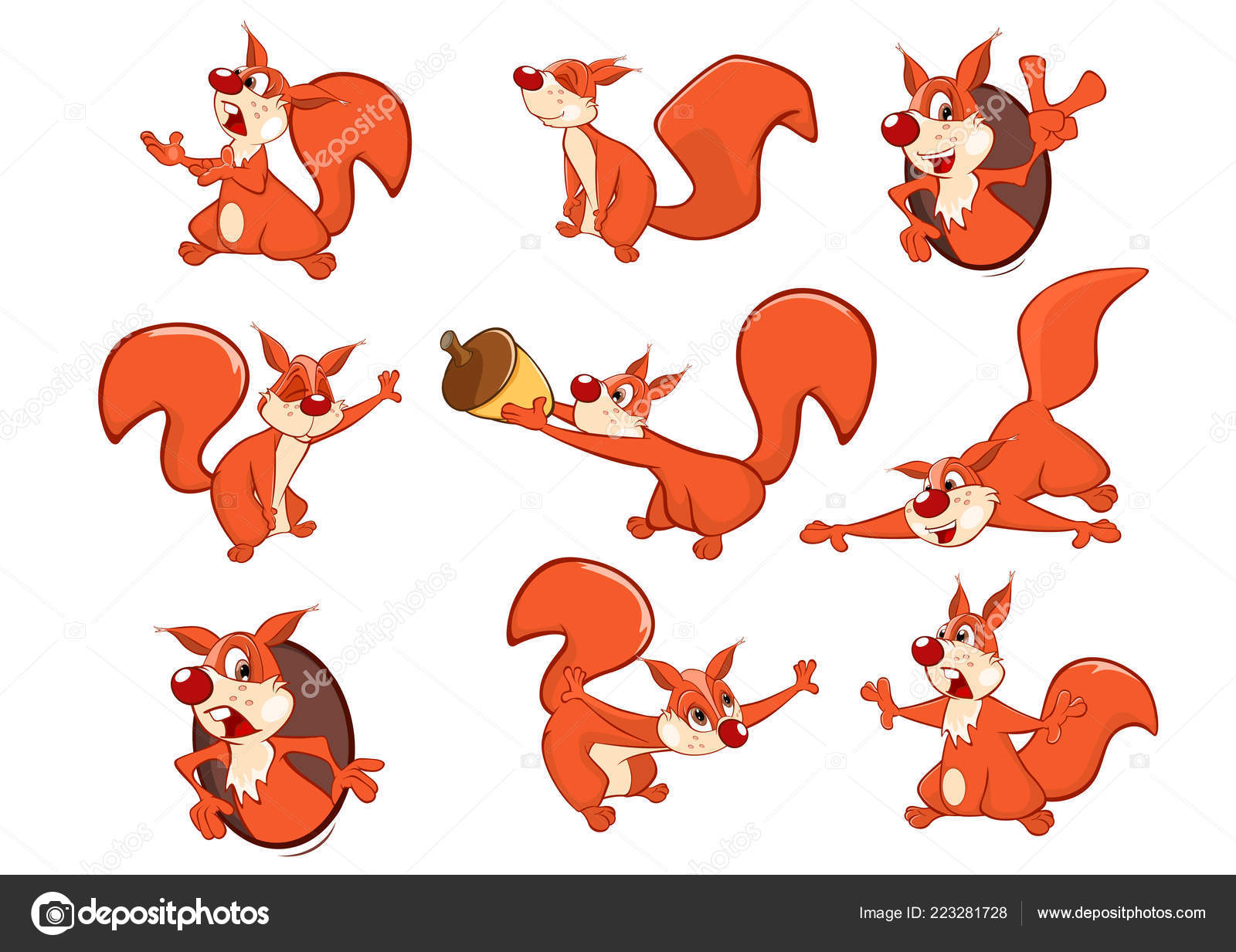 Set Cute Squirrels Cartoon Characters White Background Stock Vector Image by ©liusaart #223281728 Set Cute Squirrels Cartoon Characters White Background Stock Vector Image by ©liusaart #223281728